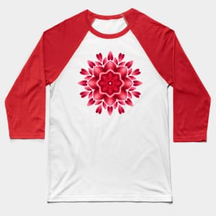 Abstract Watercolor Rose Petal Floral Mandala Baseball T-Shirt